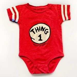 Universal Studios Thing 1 Infant One Piece Snap Bottom Red Jumper 12 Mo Disney